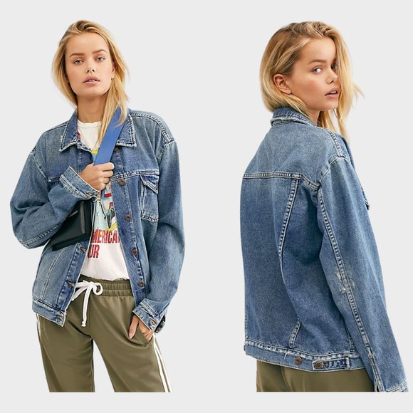 Free People Jackets & Blazers - NWT Free People Ramona Denim Trucker Oversized Jacket in Southbank Women's Small